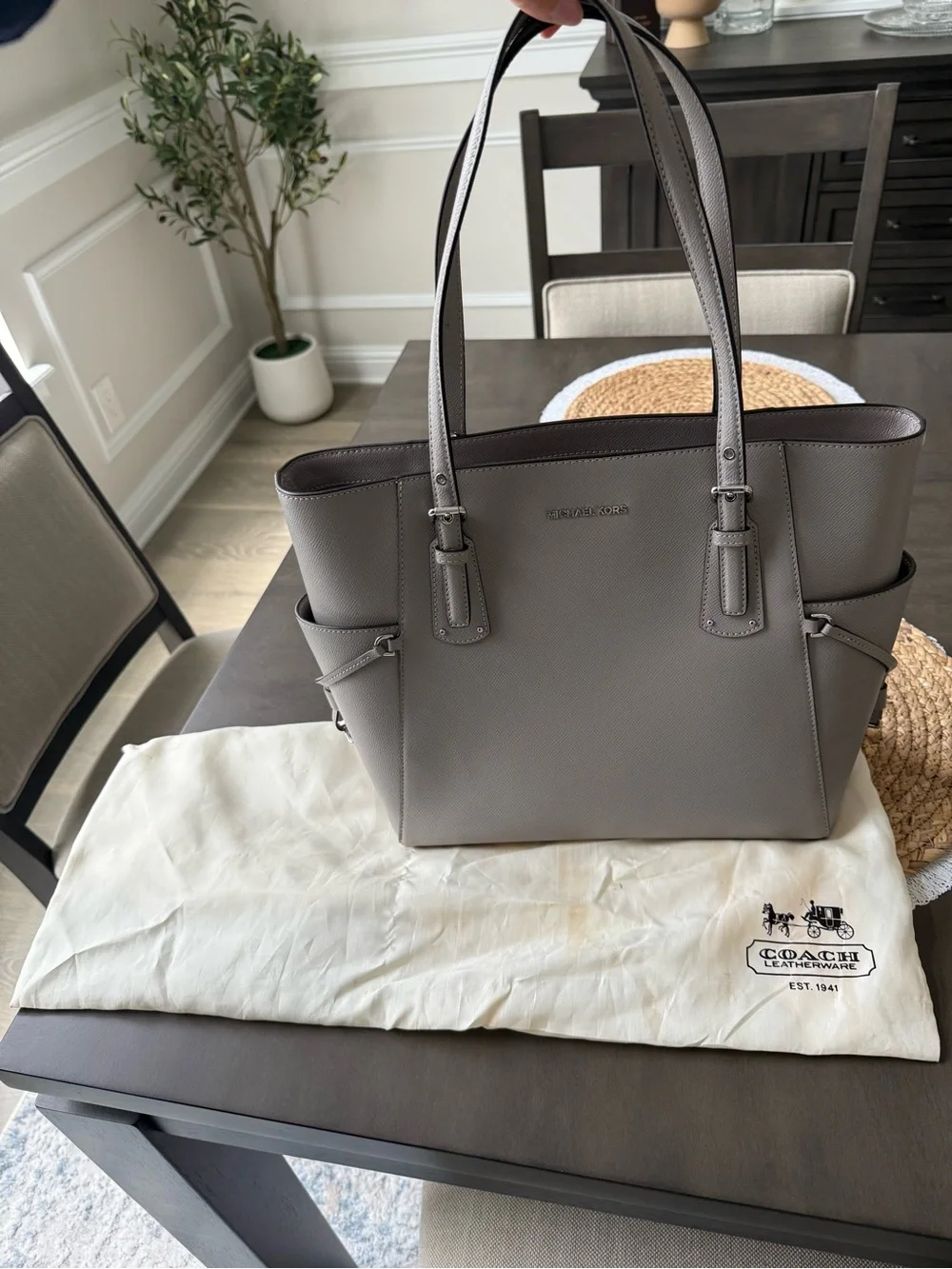 Michael Kors Dove Gray Saffiano Leather Tote - Picture 9 of 9
